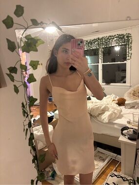 Urban Outfitters Blush Cream Mini Slip Dress